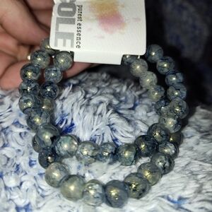 Elegant Blue and Gold Beaded Bracelet Set